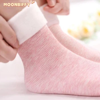 1 чифт Женски Чорапи от памук и кадифе, дебели есенни и зимни чорапи със средна дължина, чорапи на пода, Заснежени Топли чорапи