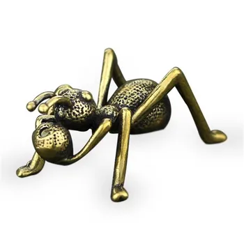 3D Мравка Леярство Животни Мини Фигурка Ретро Стил Метална Скулптура Домашен Офис Стая Десктоп Украса Събира Украса на Подарък