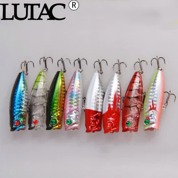 8 бр смесен цвят LUTAC безплатна доставка whosale попър топ вода плаващи риболовни примамки твърди примамки за риболов шаран, риба на стръв