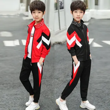 Есенен спортен костюм за момчета 2022 г., нов модерен детски спортни дрехи от 7 до 14 години, модерно яке-тройка
