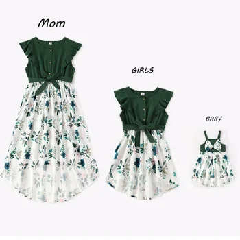 Облекло За майки и деца, Семейни Рокли Macthing, Комплект с Цветен Модел, Дрехи за мама и мен, една модерна Женствена рокля за момичета