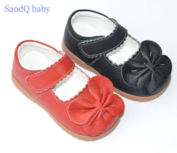 обувки за момичета от естествена кожа, черна mary jane, с папийонка, детски обувки за малки деца, червена есен нова първата ходунка, chaussure mimski